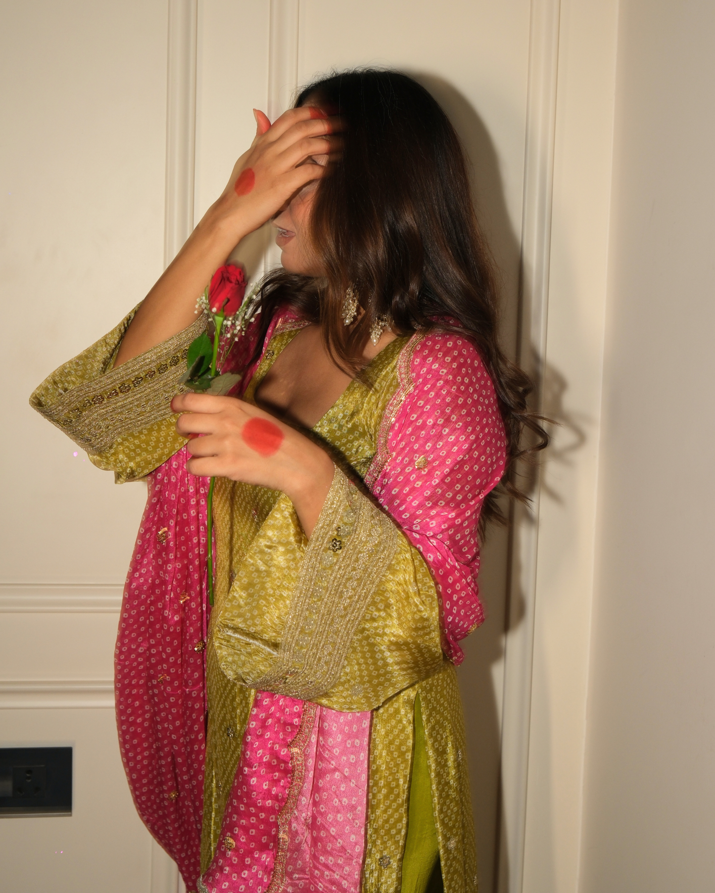 Khwaab Set - Green & Pink Bandhani Set
