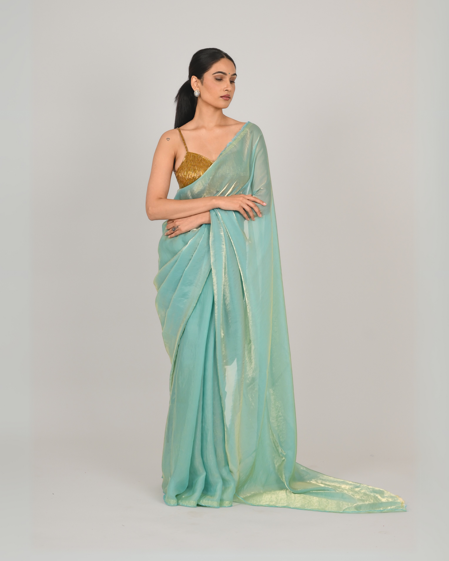 Resham Saree - Aqua
