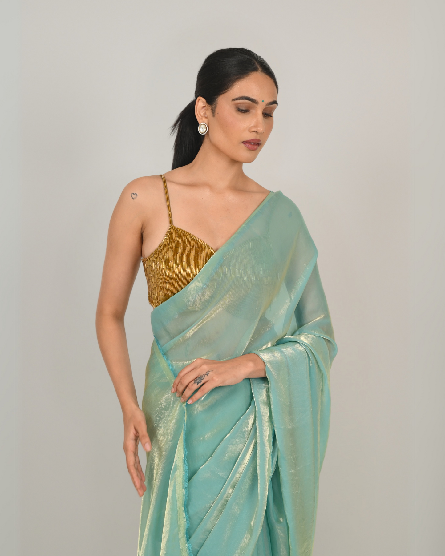 Resham Saree - Aqua