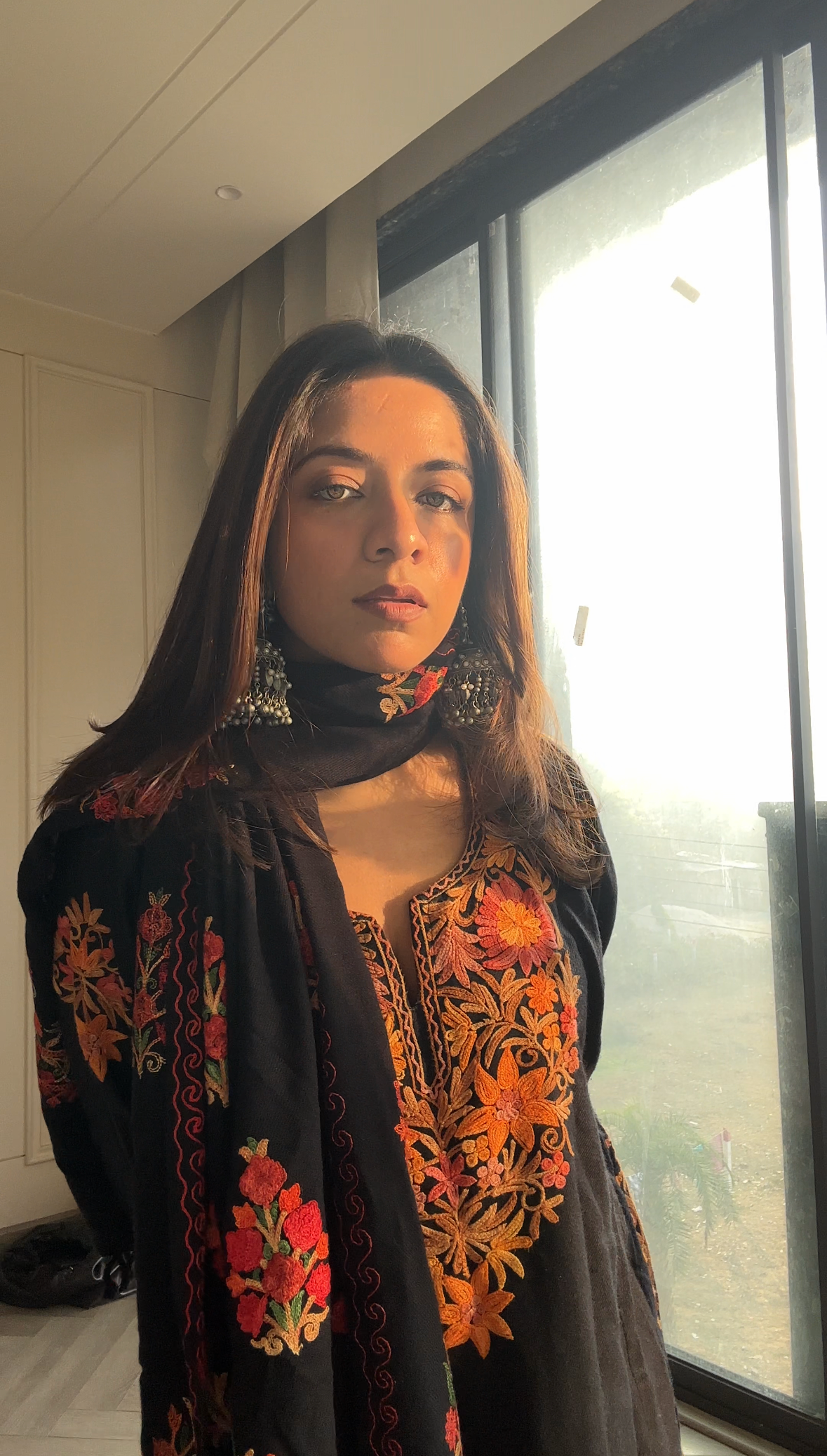 Black Embroidered Pheran