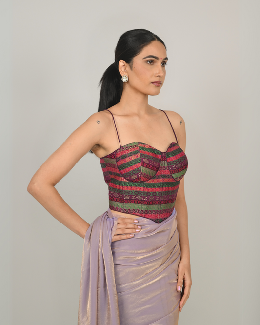 Corset Blouse - Banarsi, Multi-colored