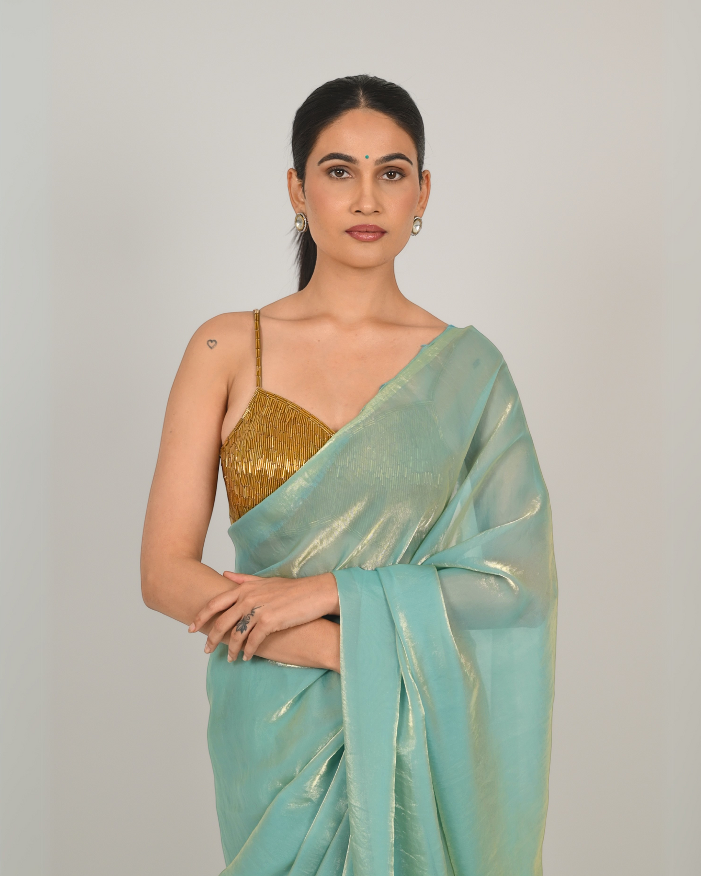 Resham Saree - Aqua