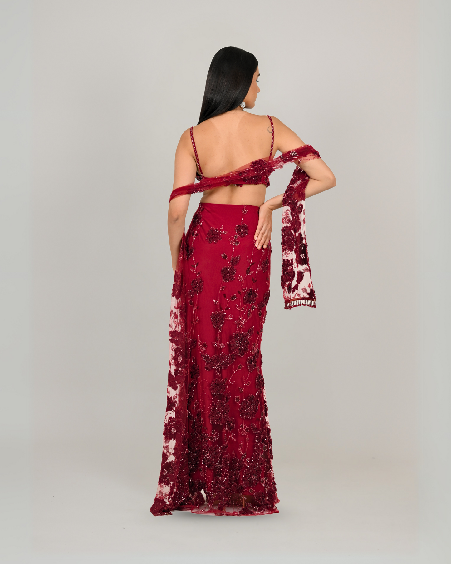 Contemporary Lehenga - Scarlet Set