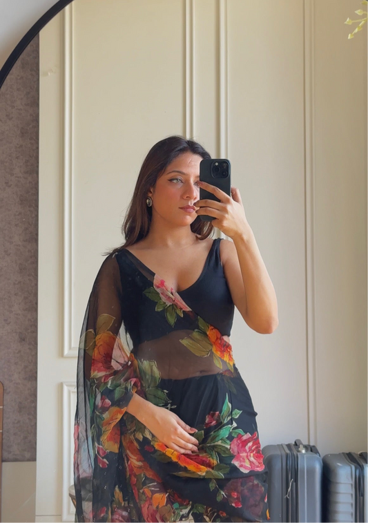 Bageecha Saree - Black