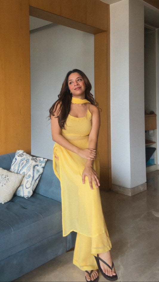 Nisha Suit : Butter Yellow Set