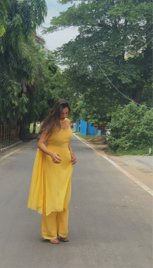 Nisha Suit : Butter Yellow Set