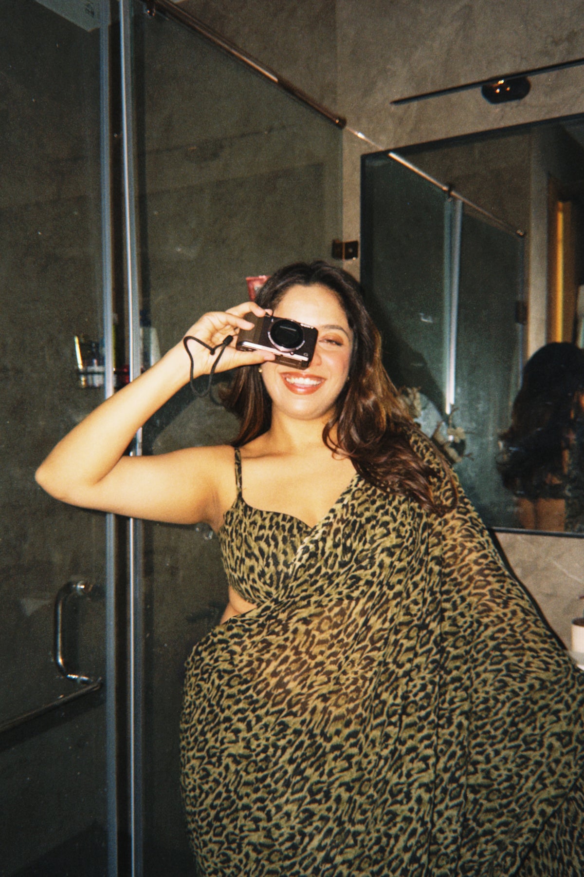 Cheetah Saree (unstitched blouse)